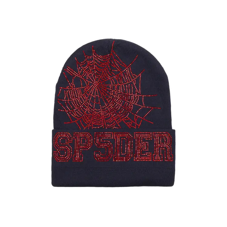 Sp5der Web Beanie Rhinestone Red/Navy