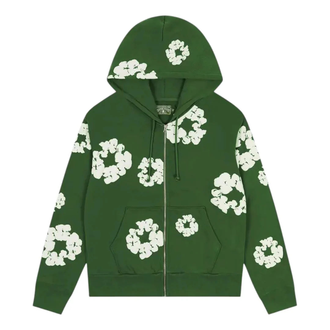 Denim Tears Cotton Wreath Zip Hoodie Green